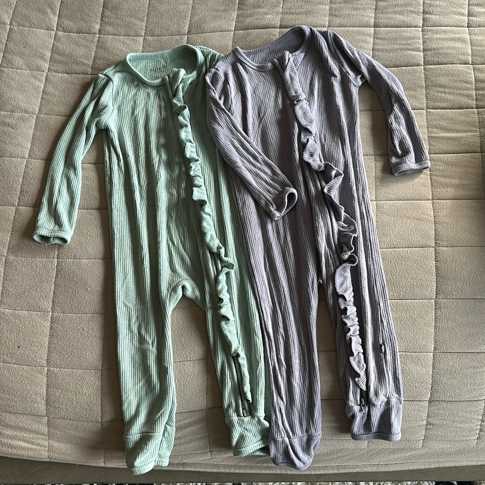 Kyte baby zip ruffle romper set of 2